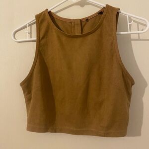 Faux suede crop zipper back